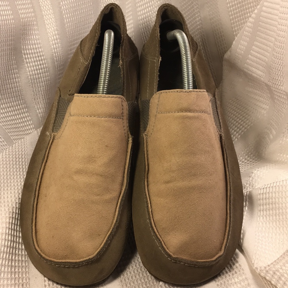 Merrell leather & canvas slip-on loafers, Preloved